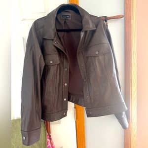 Universal Standard Leather Leeron Jacket in Espresso, US sz L/22-24